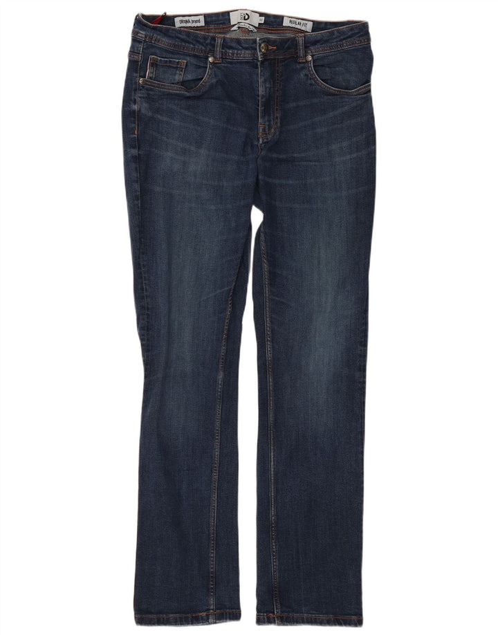 Calça jeans reta regular masculina Dack IT 50 grande W34 L32 algodão azul