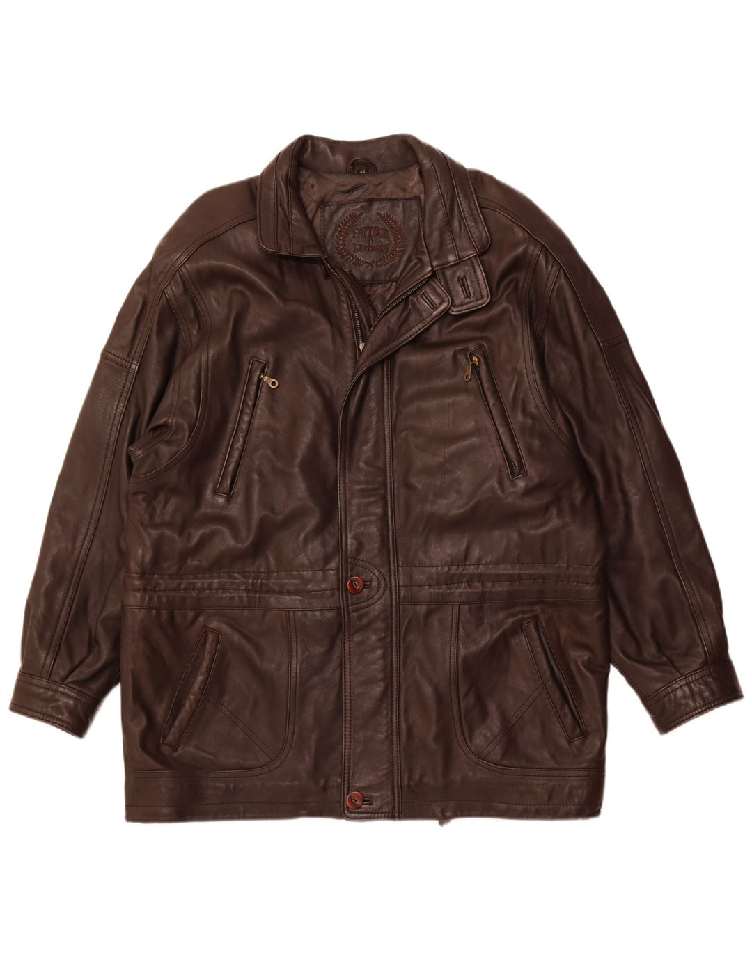 Jaqueta de couro masculina FATIGUE UK 44 2XL couro marrom