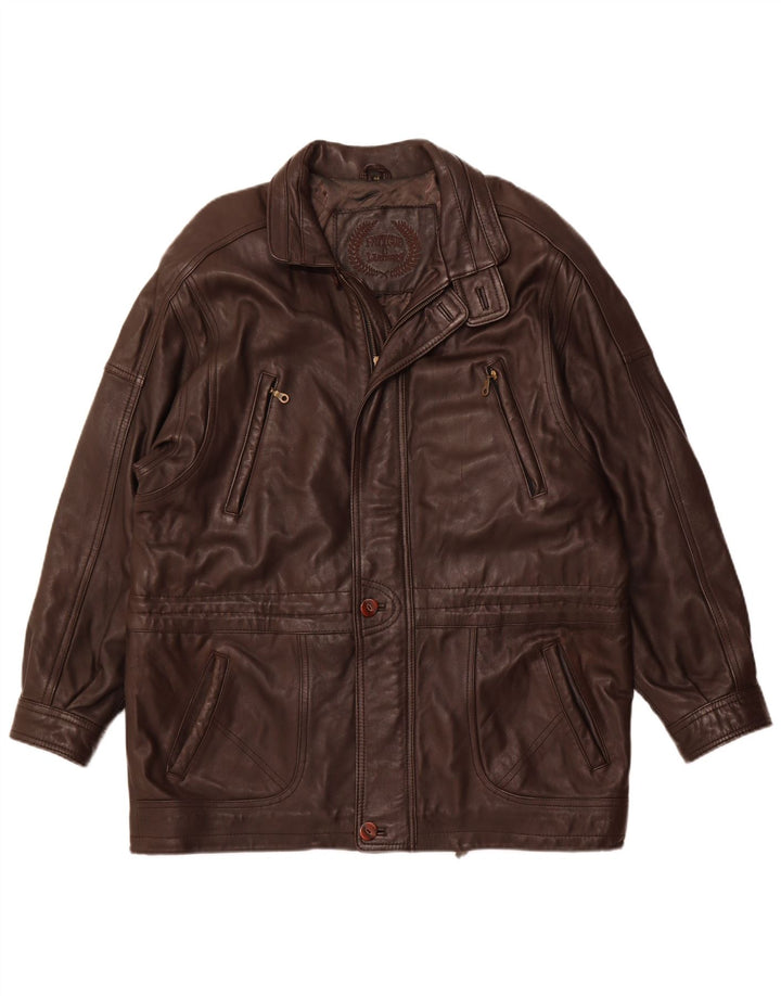 Jaqueta de couro masculina FATIGUE UK 44 2XL couro marrom