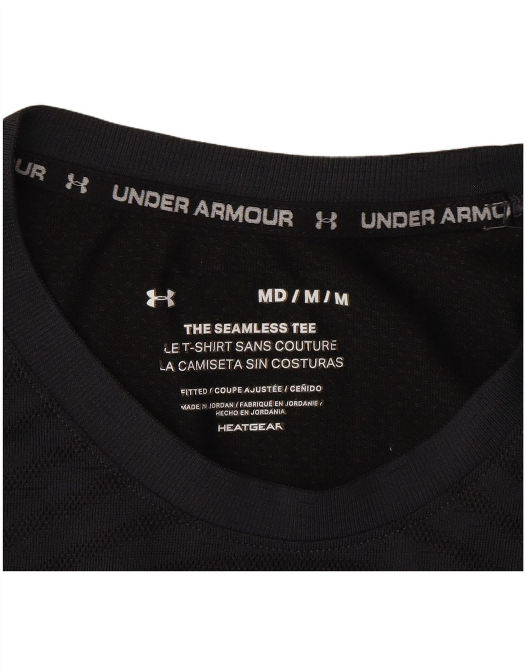 Camiseta masculina Under Armour Heat Gear Top poliéster listrado cinza médio