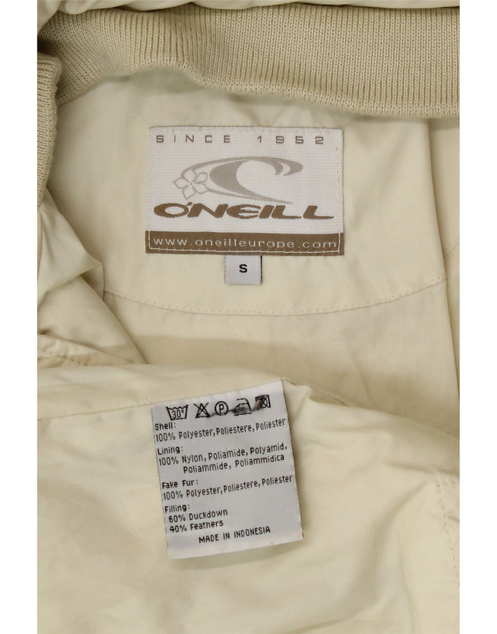 Jaqueta acolchoada com capuz masculina O'Neill UK 36 pequena poliéster branco