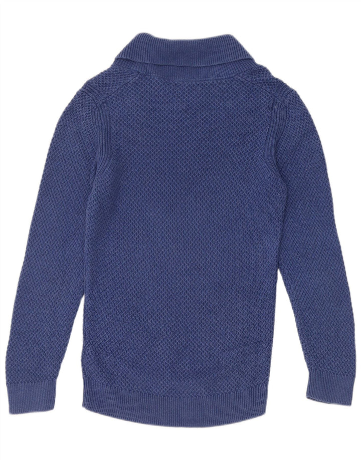 Suéter masculino Massimo Dutti com gola xale e algodão azul pequeno
