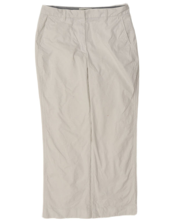 Calça chino reta feminina Marks & Spencer Reino Unido 12 médio W30 L28 branco