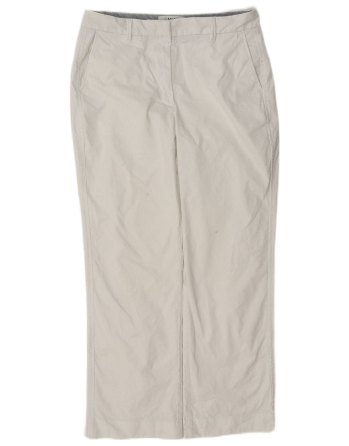 Calça chino reta feminina Marks & Spencer Reino Unido 12 médio W30 L28 branco