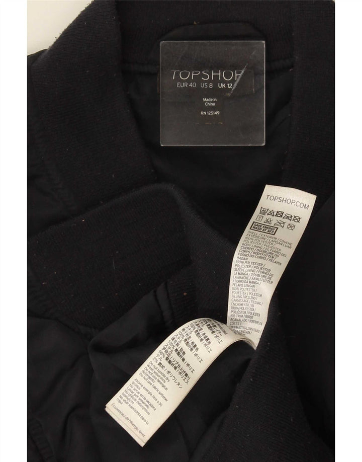 Jaqueta bomber feminina Topshop UK 12 poliéster azul marinho médio