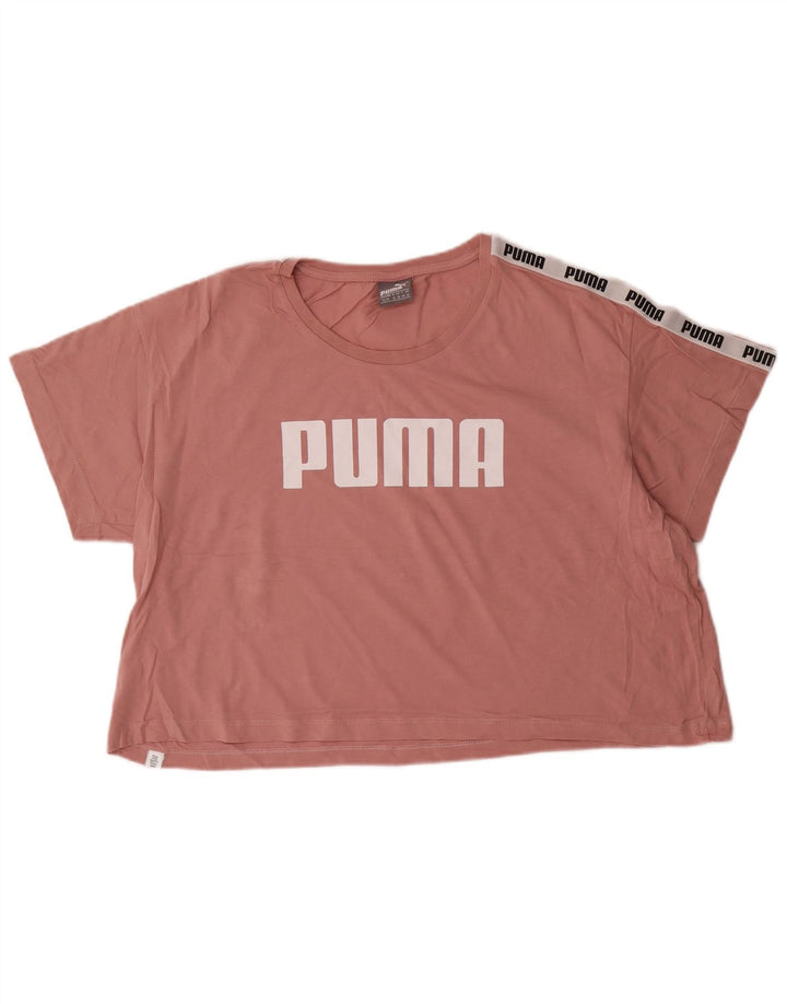 Camiseta Feminina Puma Loose Fit Crop Graphic Top UK 16 Grande Rosa