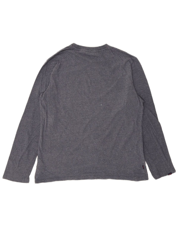 SUPERDRY Top masculino de manga comprida XL algodão manchado azul