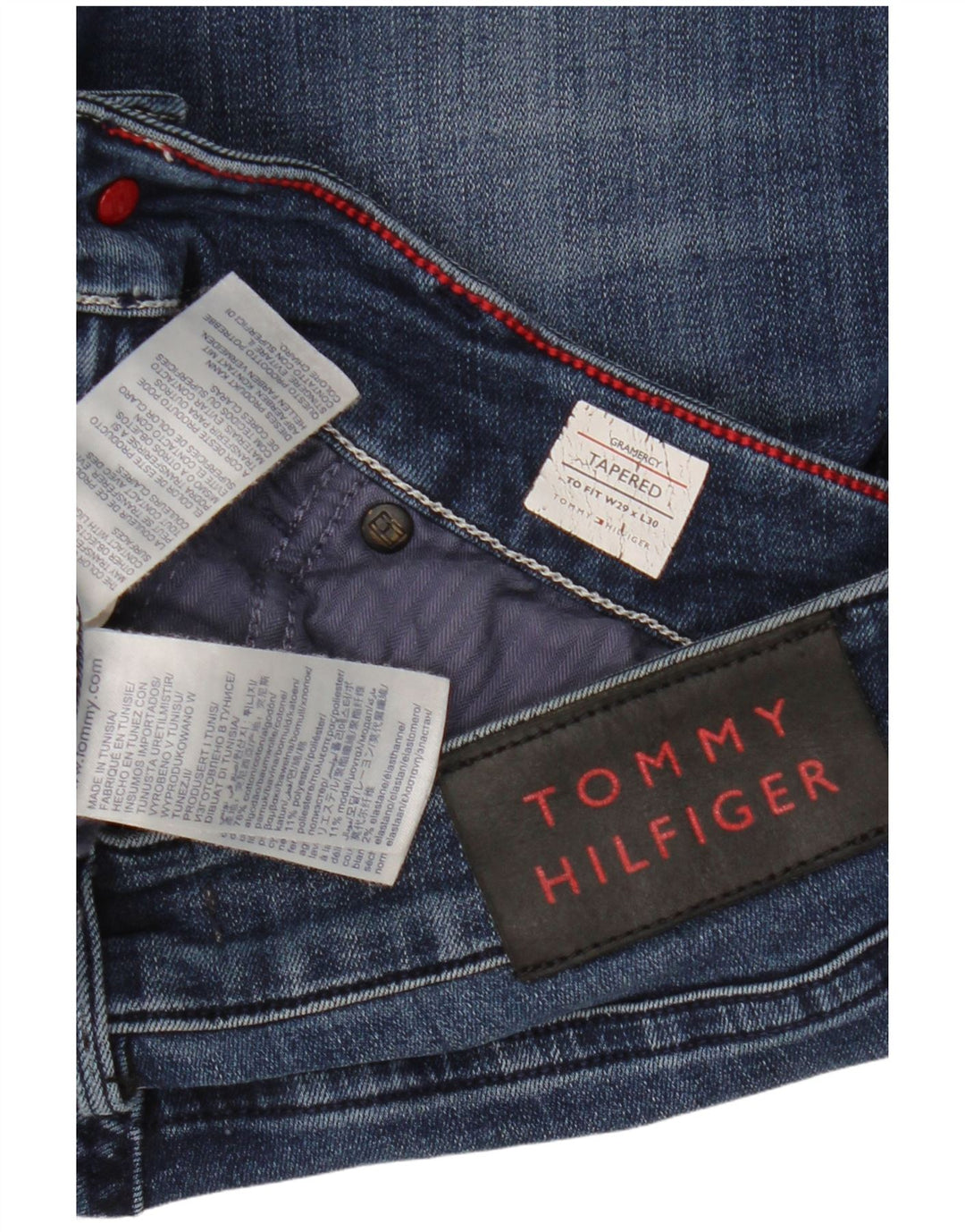 Jeans feminino TOMMY HILFIGER Gramercy Tapered W29 L30 algodão azul