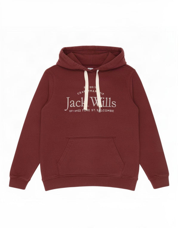 Suéter feminino com capuz gráfico Jack Wills Reino Unido 12 algodão médio Borgonha