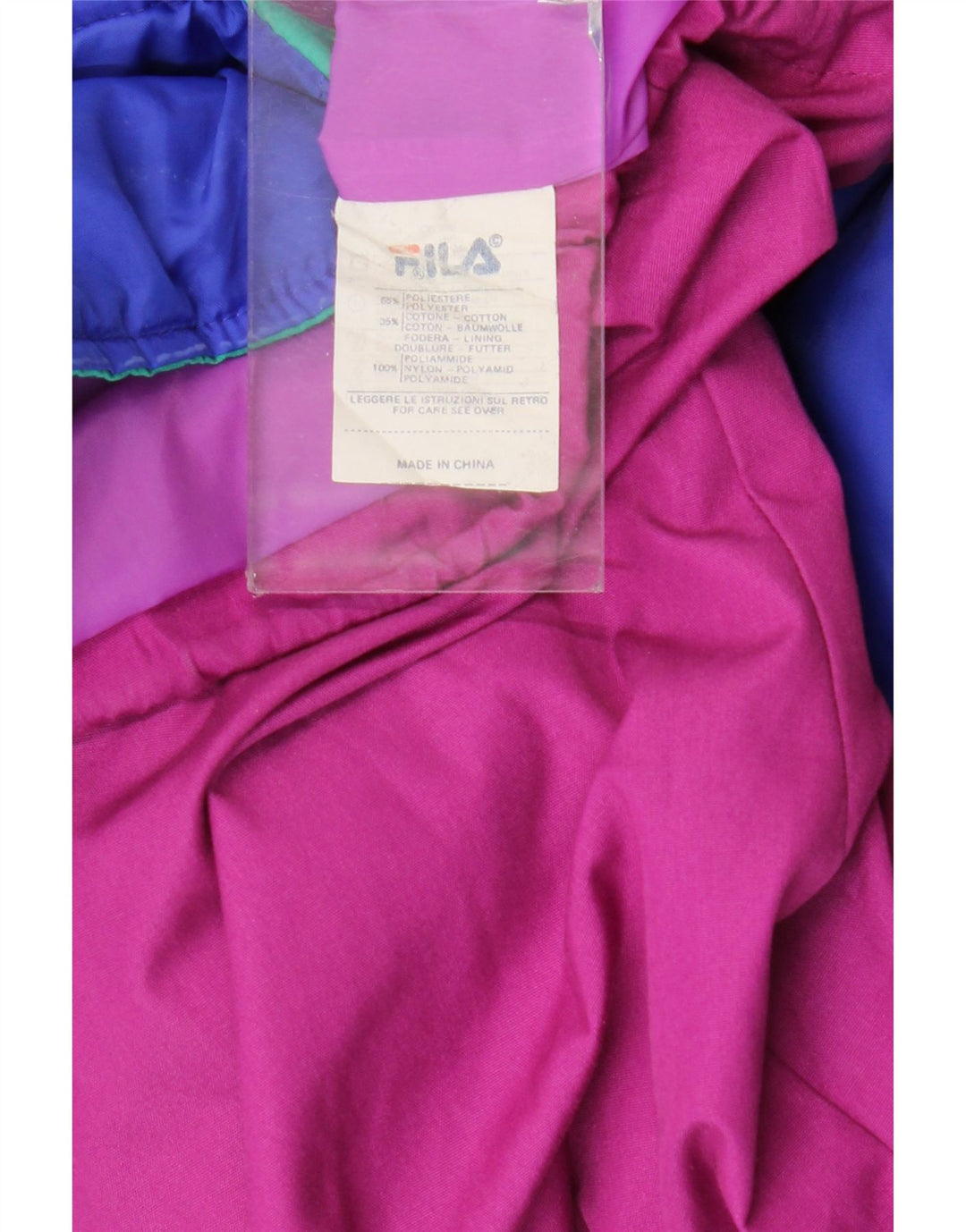 Jaqueta corta-vento masculina Fila com capuz UK 42 XL rosa poliéster