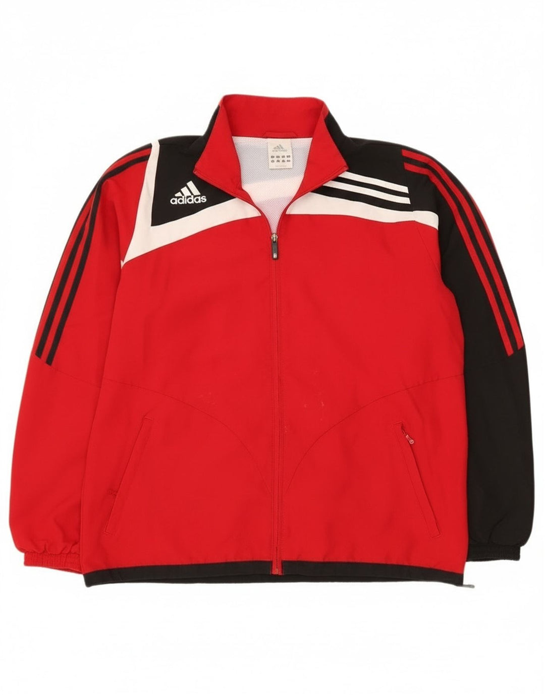 Adidas Mens Tracksuit Top Jacket UK 42/44 Grande Vermelho Colorblock Poliéster