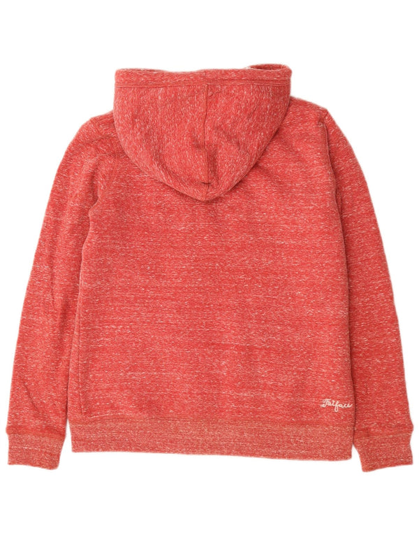 Suéter feminino com capuz e zíper grande Fat Face Reino Unido 10 algodão manchado vermelho pequeno