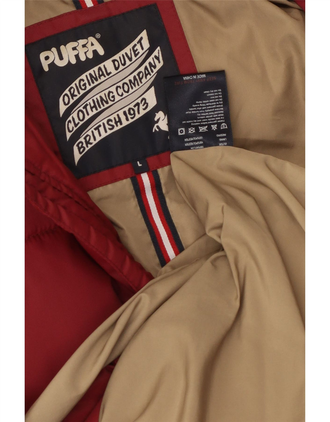 Jaqueta masculina acolchoada com capuz PUFFA UK 40 grande nylon vermelho