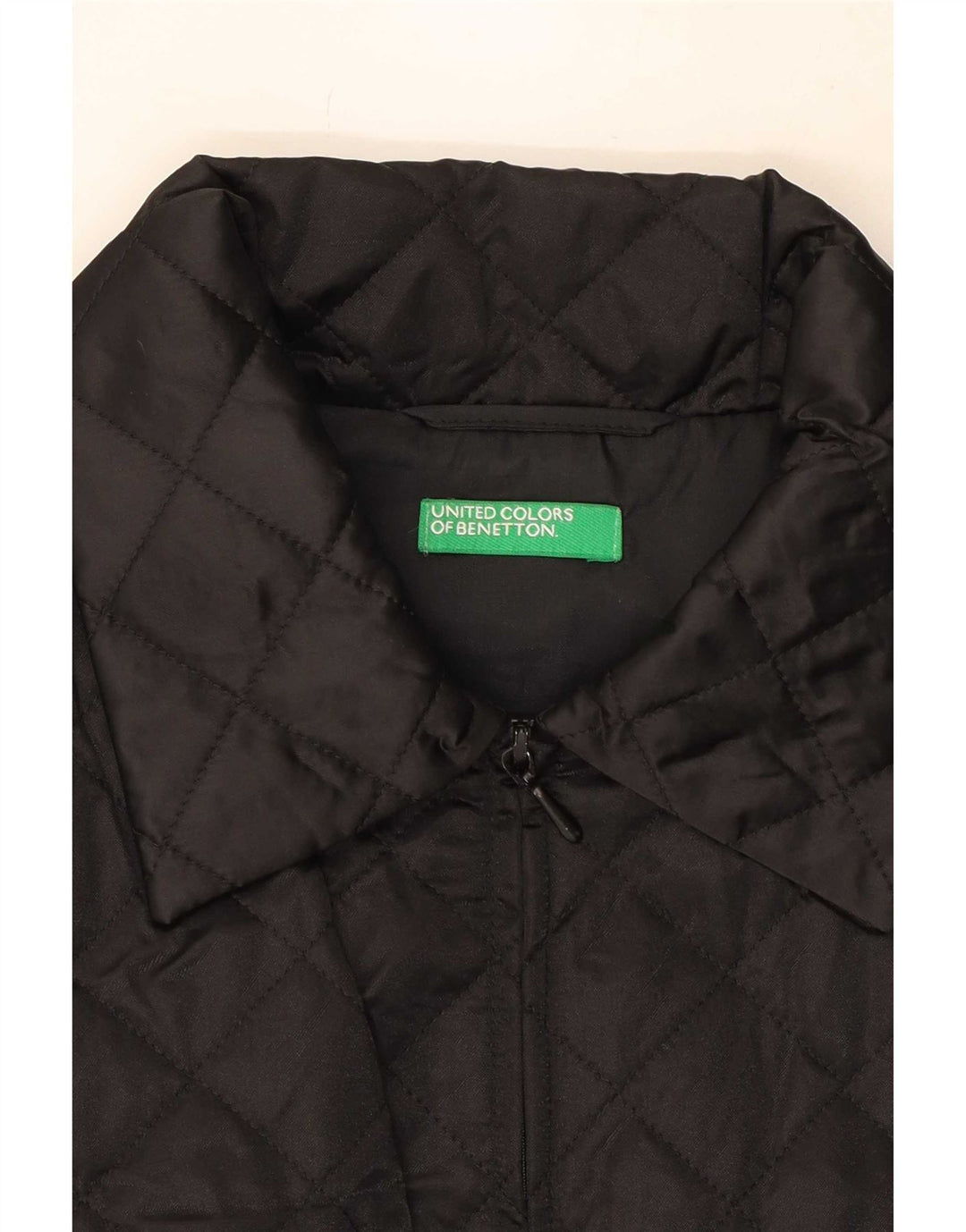 Colete acolchoado feminino Benetton UK 16 grande poliamida preta