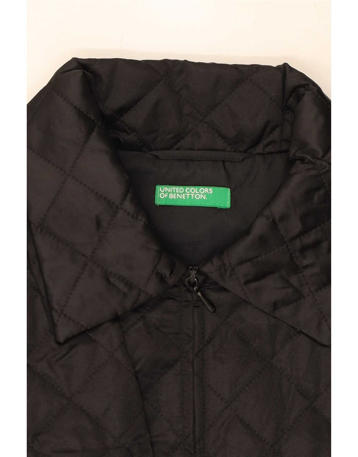 Colete acolchoado feminino Benetton UK 16 grande poliamida preta