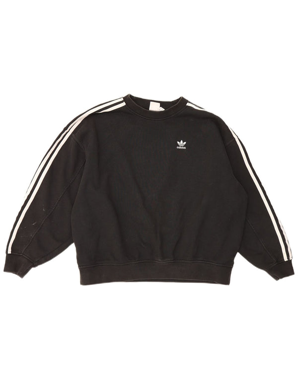 Adidas Womens Oversized Sweatshirt Jumper UK 6 XS Preto Algodão