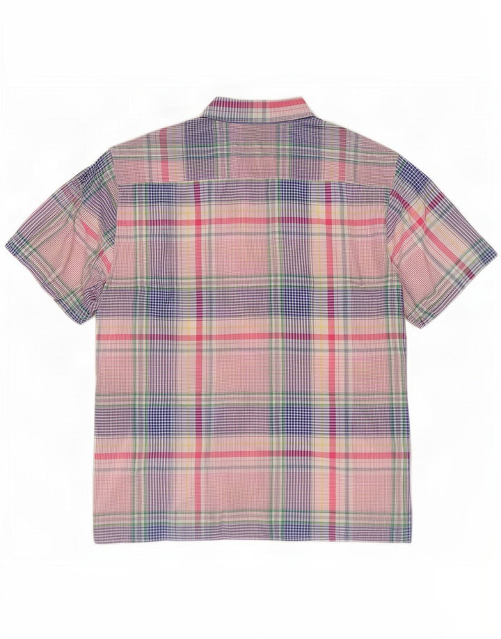 Camisa masculina de manga curta Tommy Hilfiger grande algodão xadrez multicolorido