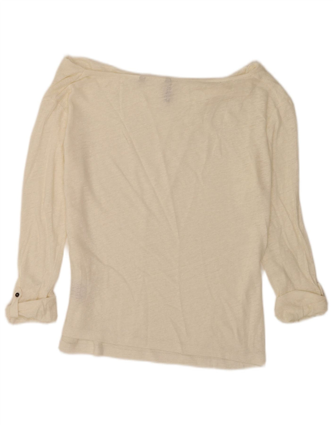 Woolrich feminino manga 3/4 oversized fora do ombro top UK 10 pequeno branco