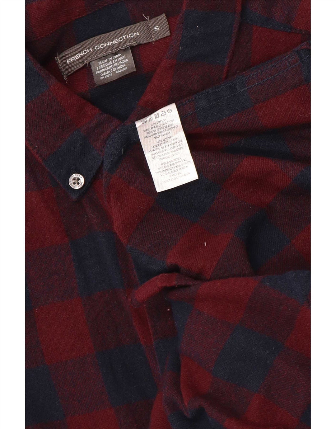 Camisa masculina de flanela French Connection pequeno algodão guingão vermelho