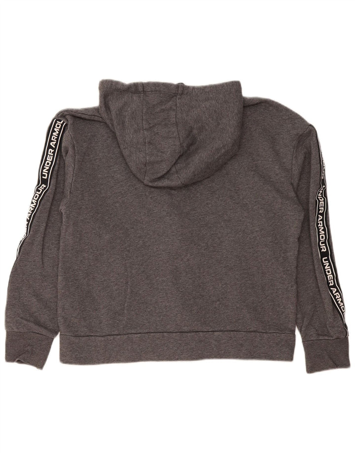 Suéter feminino Under Armour com capuz e zíper Reino Unido 14 bloco colorido cinza médio