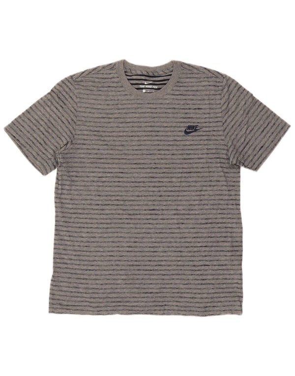 Camiseta masculina Nike Top cinza médio listrado algodão