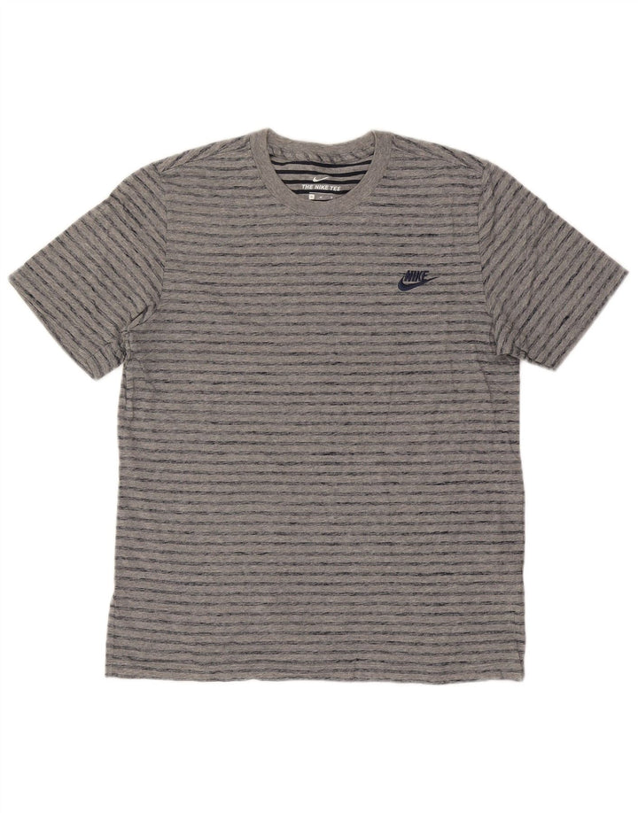Camiseta masculina Nike Top cinza médio listrado algodão