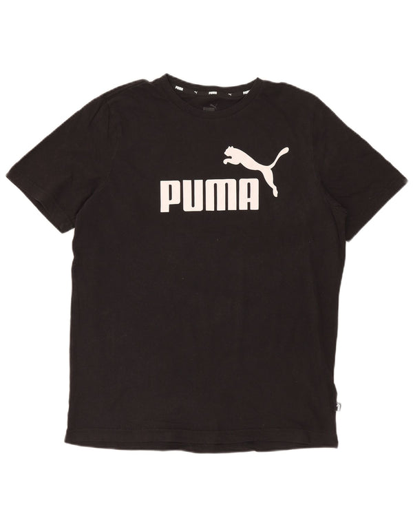 Puma Mens Graphic T-Shirt Top Médio Algodão Preto