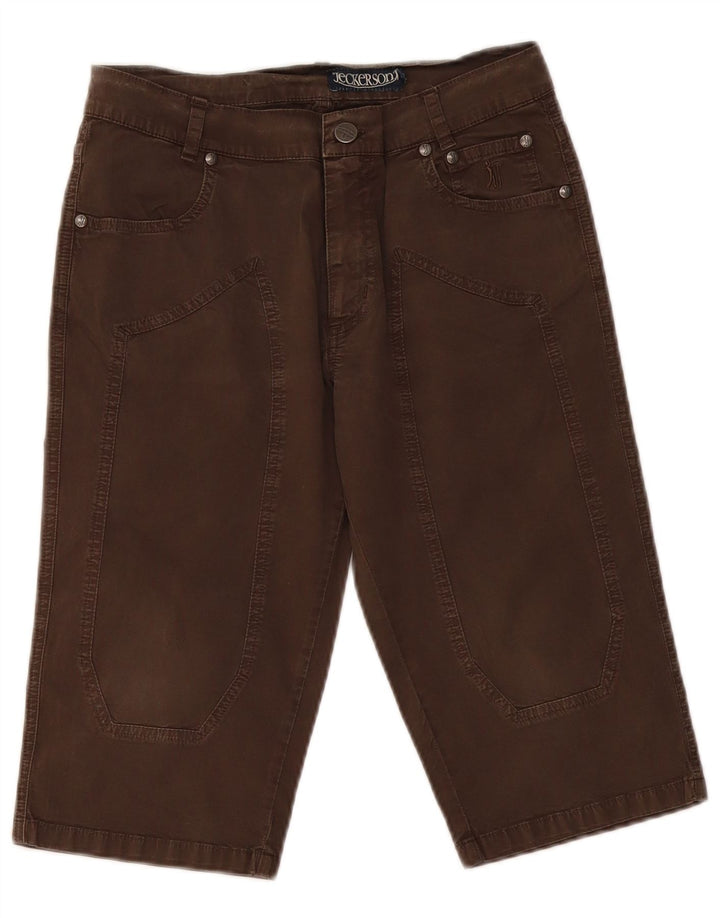 Shorts casual feminino Jeckerson W30 algodão marrom médio