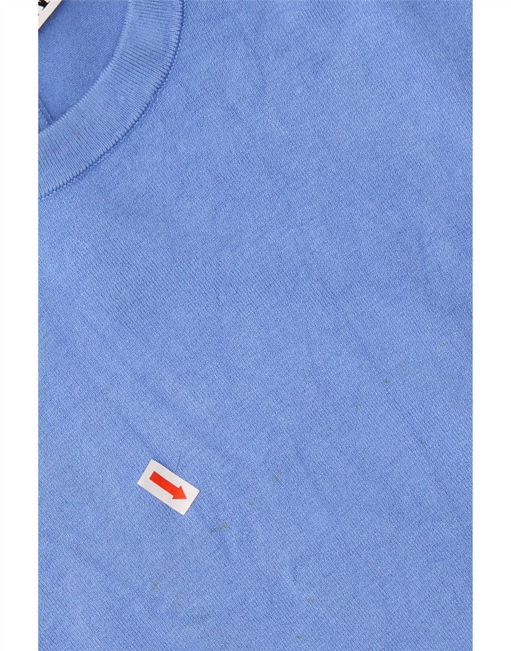 Suéter feminino ZARA de manga curta com gola redonda Reino Unido 14 grande azul