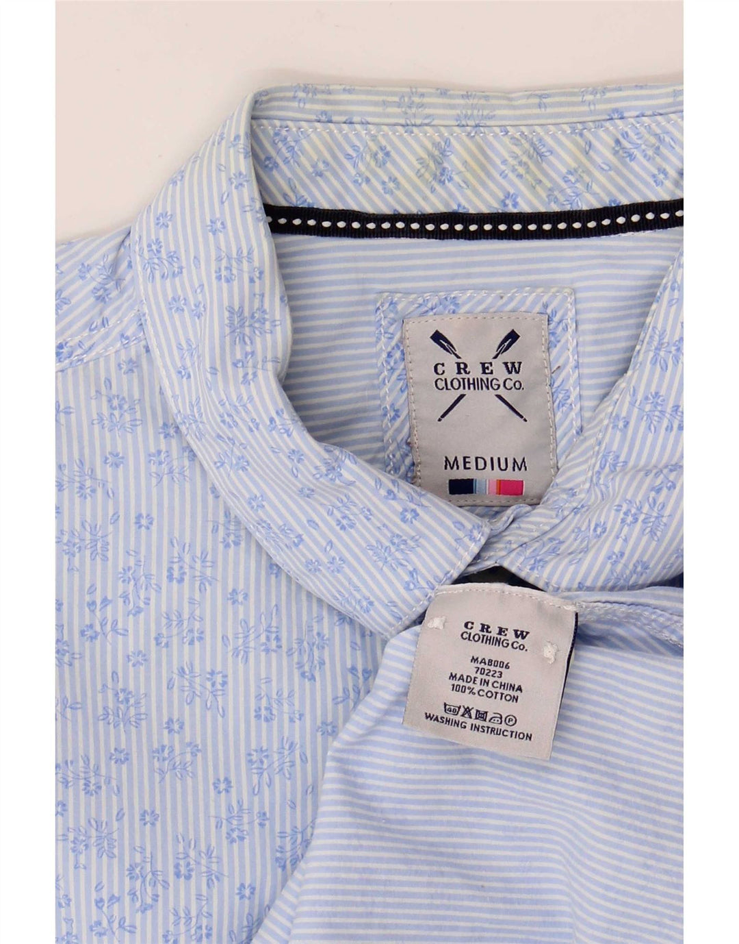 Crew Clothing Camisa masculina de algodão floral azul médio
