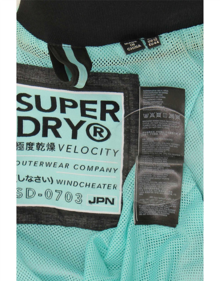 Jaqueta de chuva feminina Superdry com capuz Reino Unido 16 grande cinza nylon