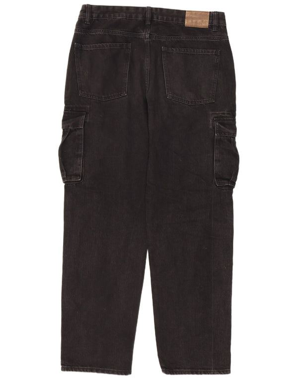 Kiabi Mens Cargo Straight Jeans IT 50 Grande W34 L31 Preto