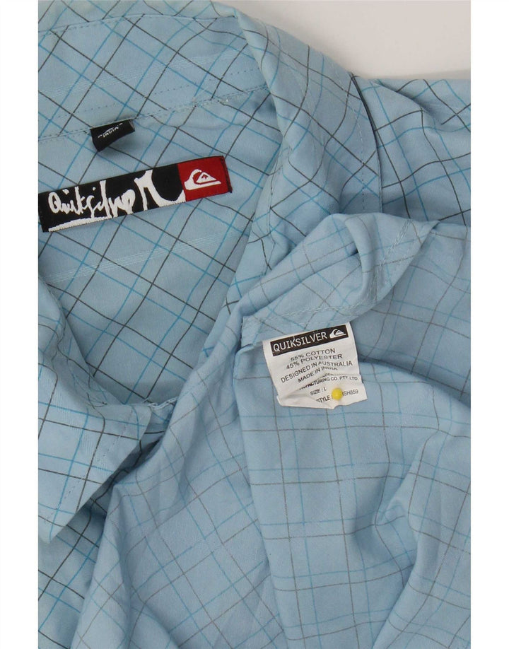 Camisa masculina de manga curta Quiksilver grande algodão xadrez azul