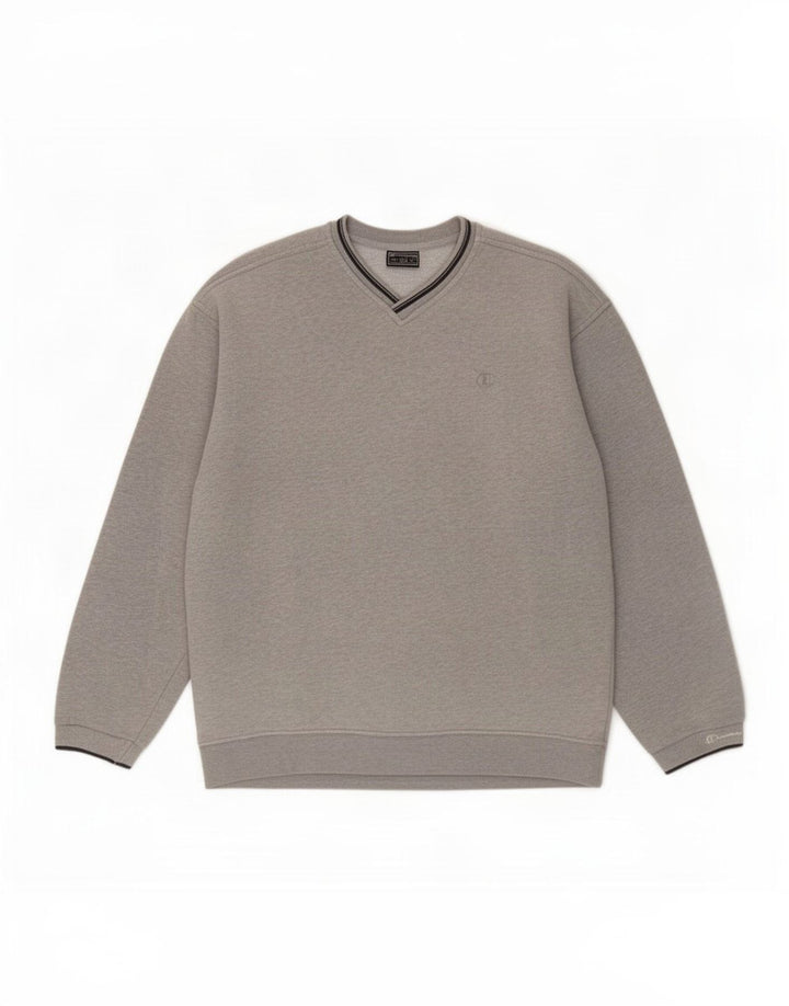 Champion moletom masculino jumper médio cinza algodão