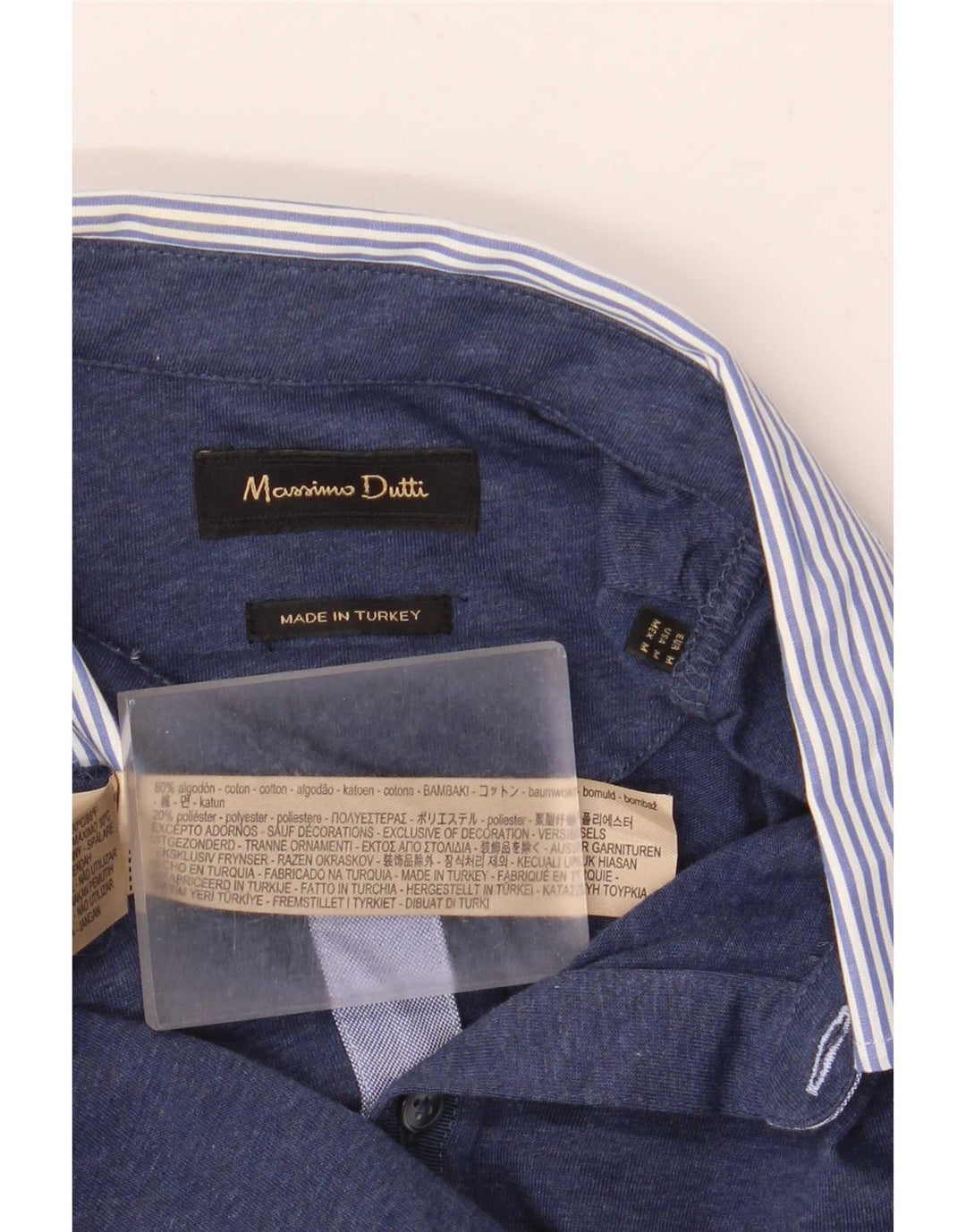 Camisa polo masculina de rugby Massimo Dutti médio azul marinho colorblock