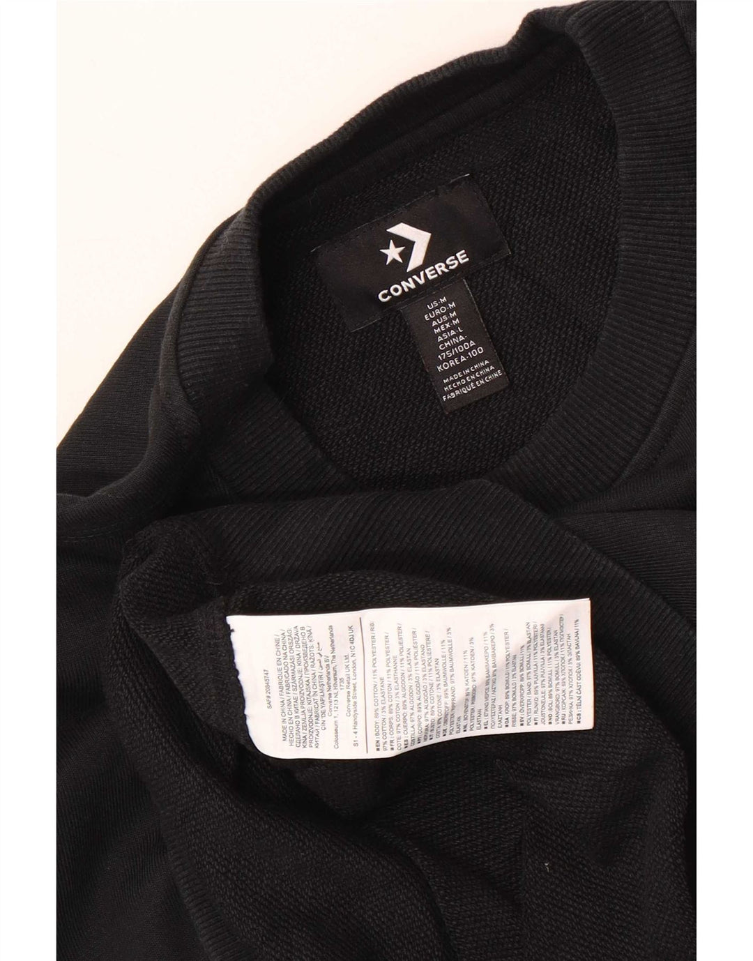 Converse masculino gráfico moletom jumper médio algodão preto