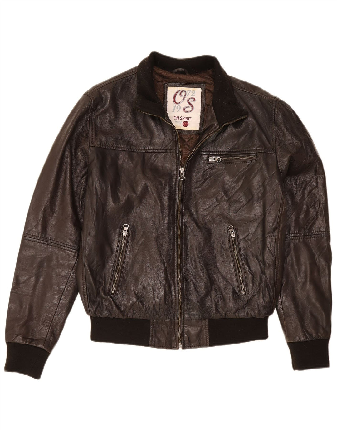 Jaqueta de couro masculina On Spirit IT 48 marrom médio