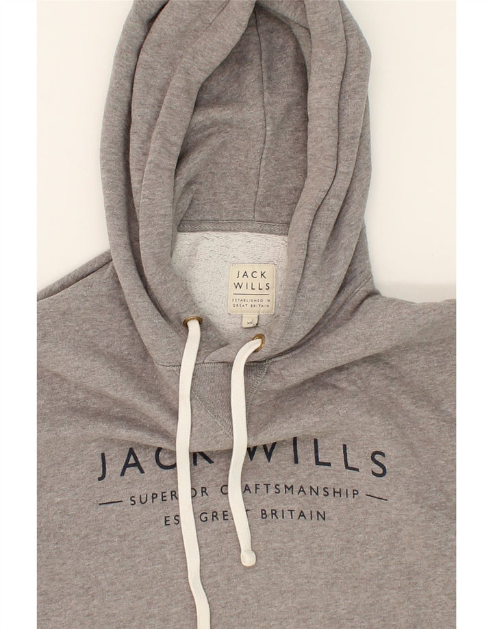 JACK WILLS Mens Graphic Hoodie Jumper XS Grey Cotton Vintage Jack Wills and Second-Hand Jack Wills from Messina Hembry 