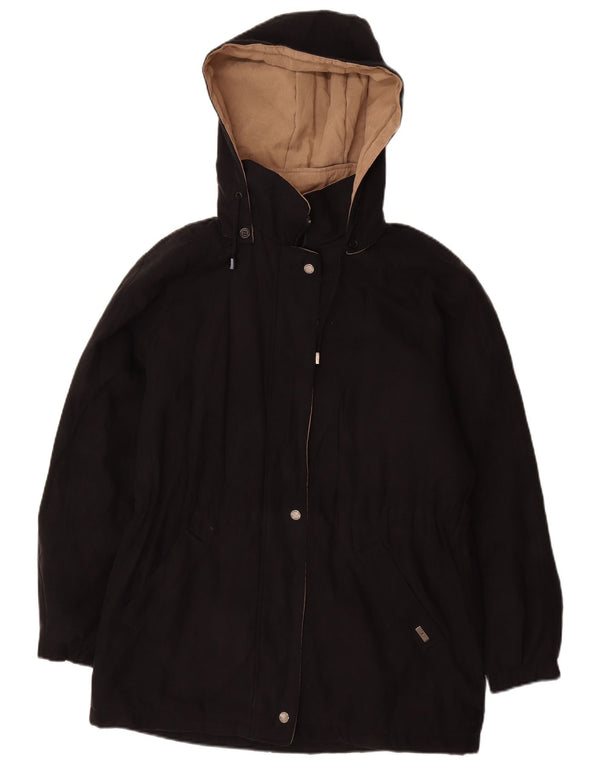 London Fog Womens Hooded Windbreaker Coat UK 10 Small Black Polyester