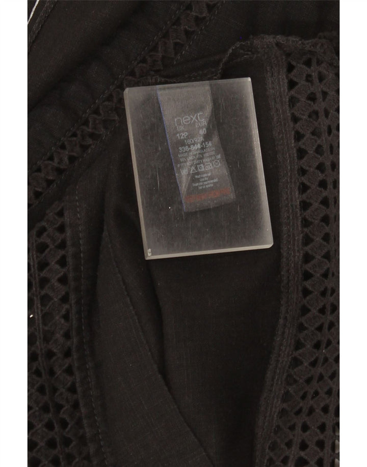 Next Vestido Shift Feminino UK 12 Médio Linho Preto
