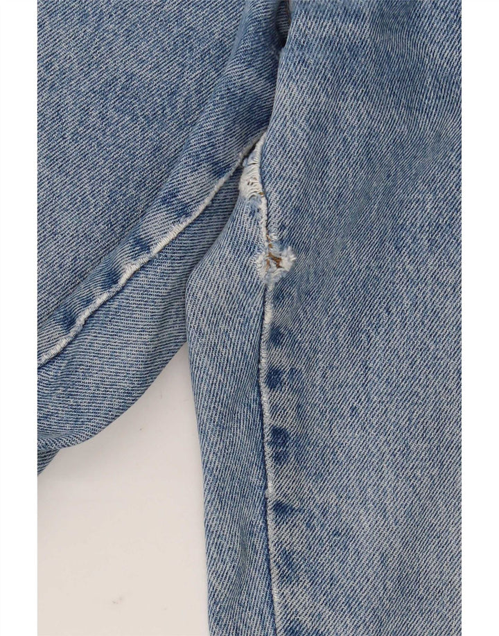 Jeans cônicos femininos vintage médio W28 L29 algodão azul
