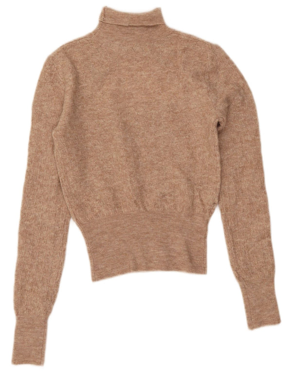 Zara Womens Crop Roll Neck Jumper Sweater UK 8 Small Beige Nylon