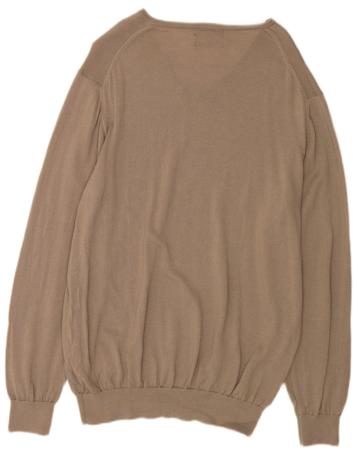Suéter masculino Marks & Spencer Autograph com decote em V XL lã bege