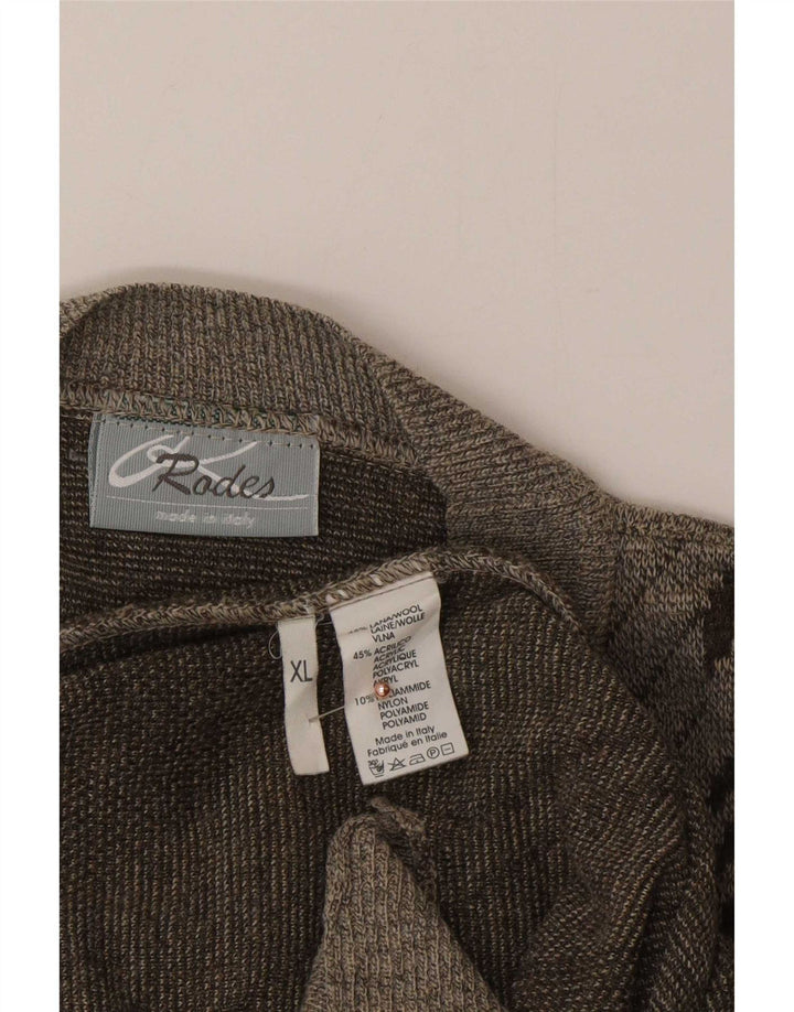 Suéter masculino Rodes Cardigan XL cinza geométrico de lã