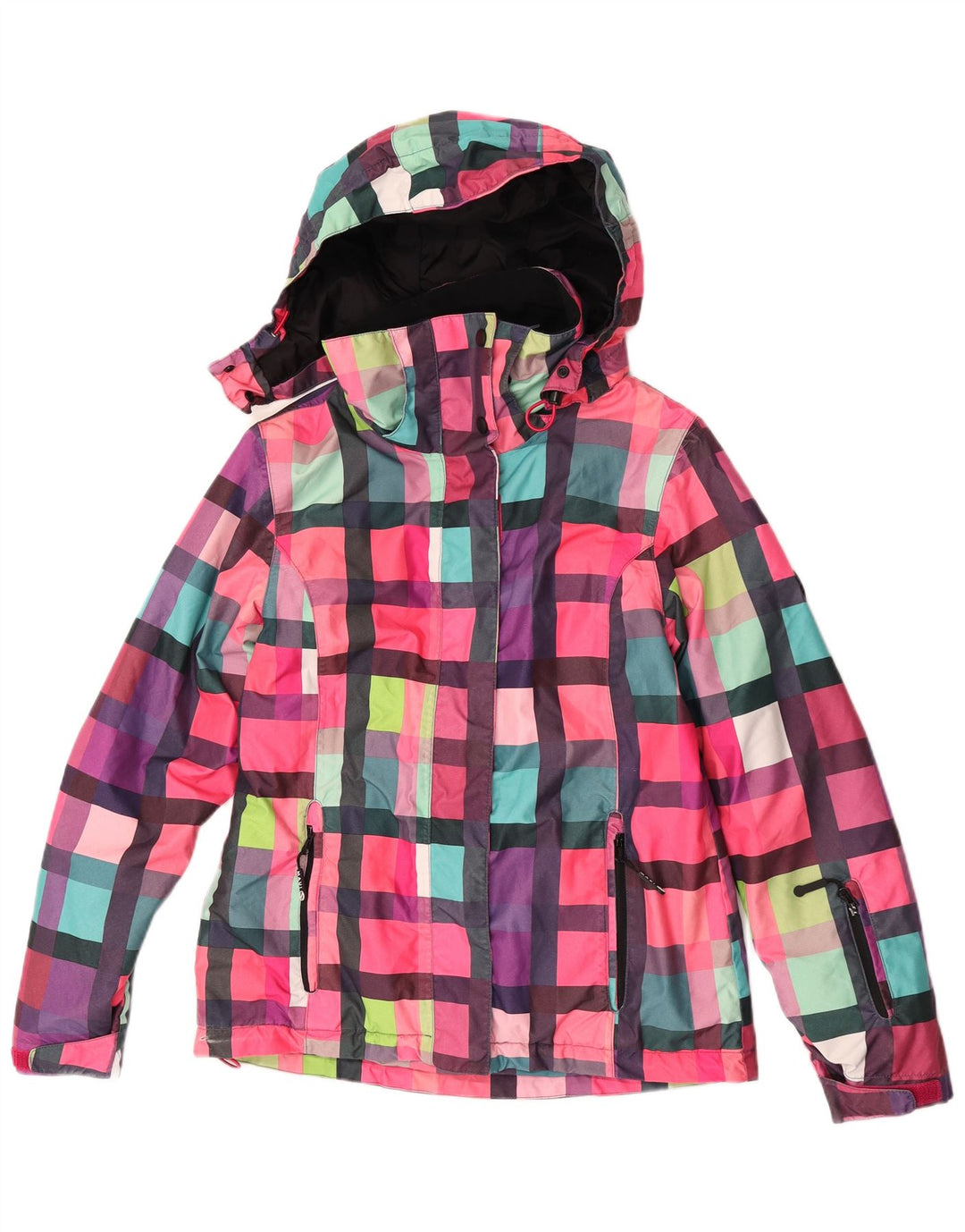 Jaqueta de chuva feminina com capuz Maui and Sons UK 14 média xadrez multicolorida