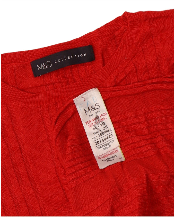 Suéter feminino Marks & Spencer com gola redonda e gola redonda Reino Unido 10 pequeno vermelho