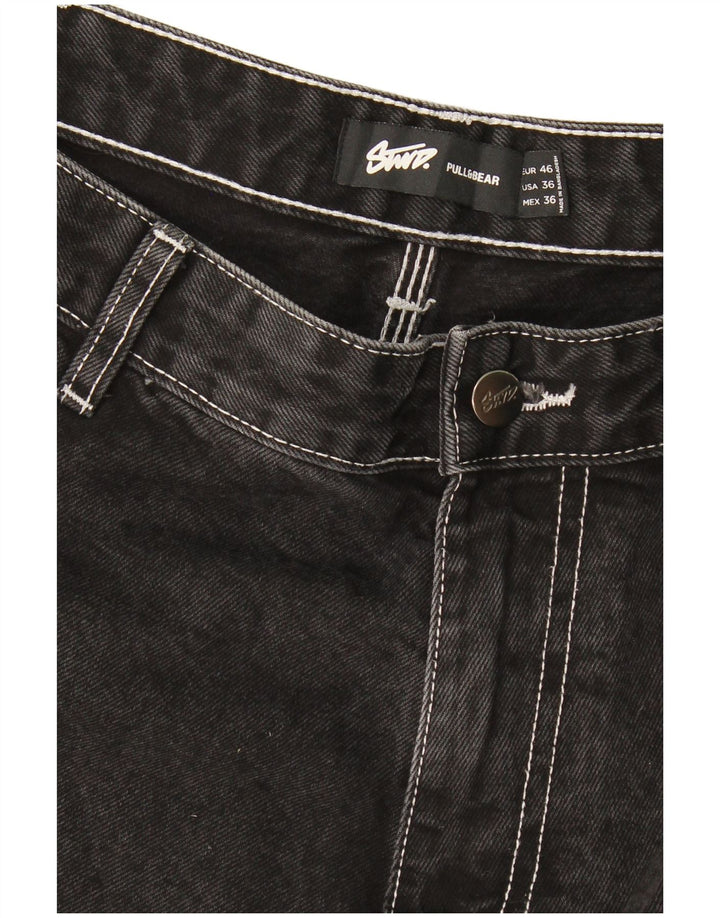 Shorts jeans cargo masculino Pull & Bear EU 46 XL W36 preto