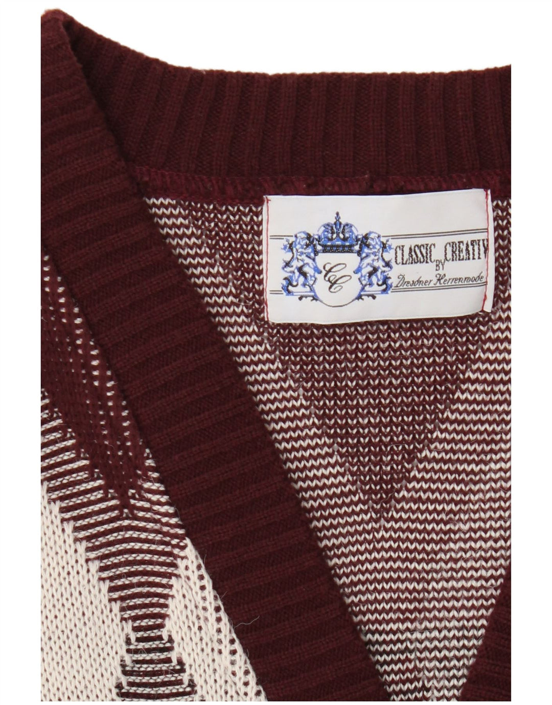 Suéter cardigã masculino vintage grande Borgonha Argyle/Diamante