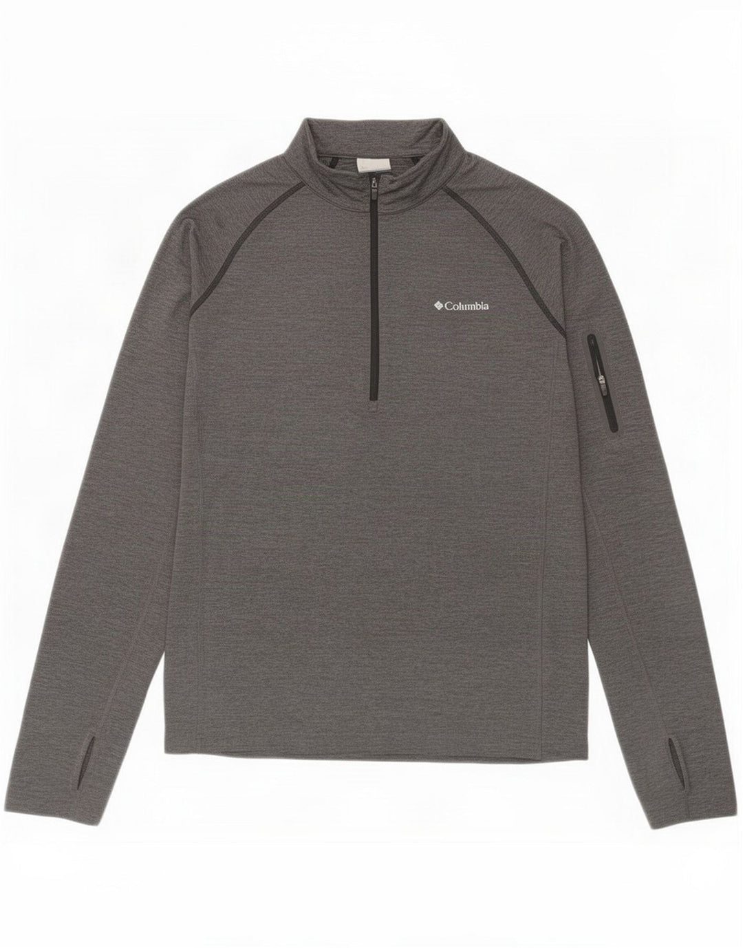 Columbia Mens Zip Neck Pulôver Treino Top Poliéster manchado cinza médio