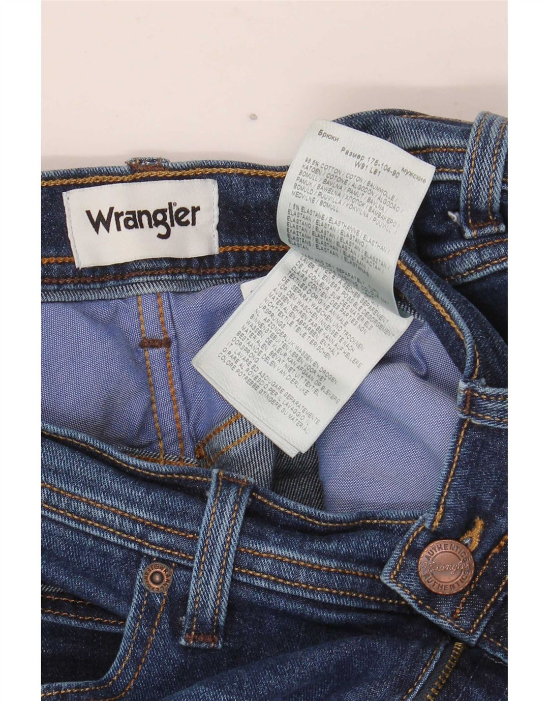 Wrangler Mens Straight Jeans W36 L32 Azul Algodão